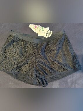 Mimi Chica Black gold shimmer Lace Boyshorts - Floral Lace Boyshort shirt